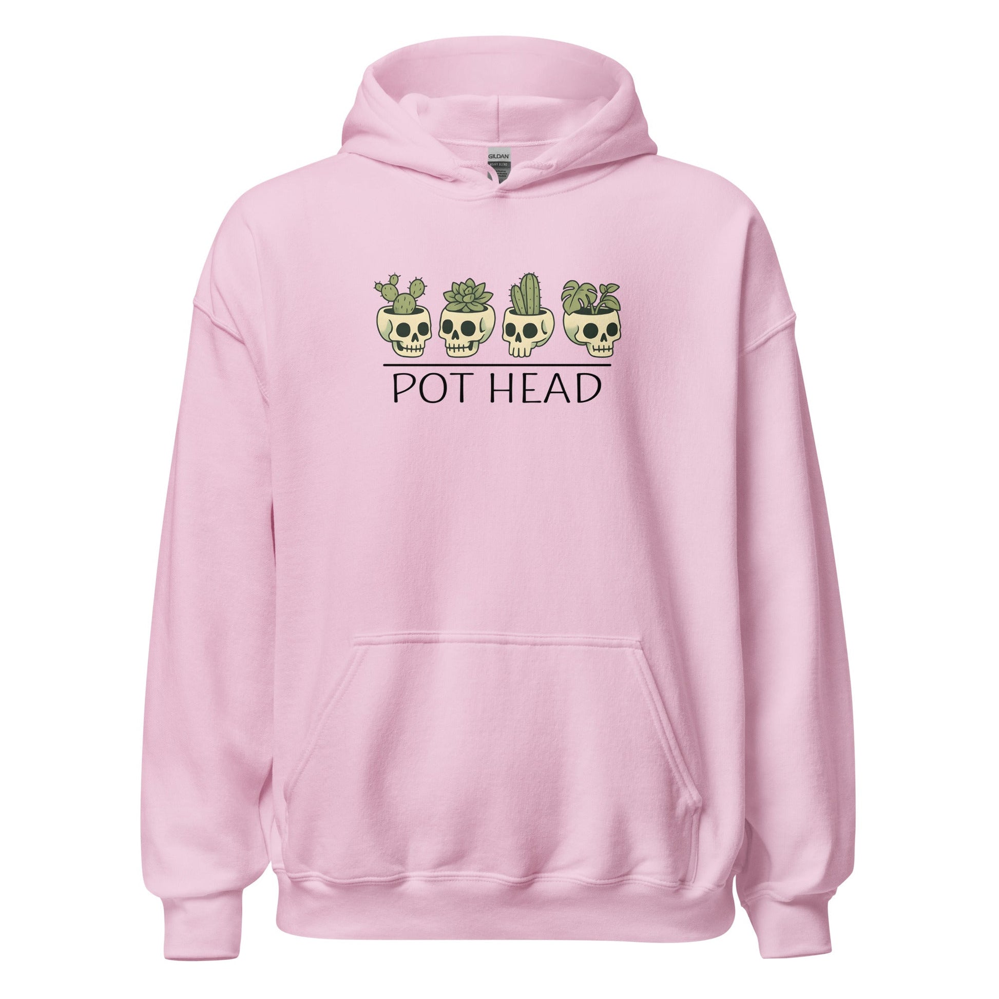 Pot Head Funny Plant Lover Hoodie Skull Succulent Graphic Sweatshirt - Inken Image