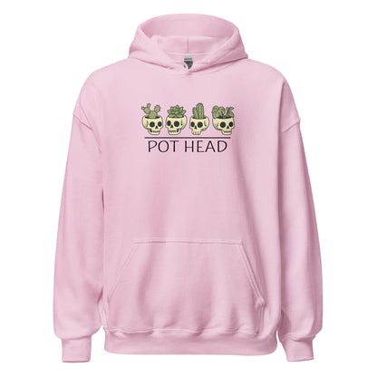 Pot Head Funny Plant Lover Hoodie Skull Succulent Graphic Sweatshirt - Inken Image