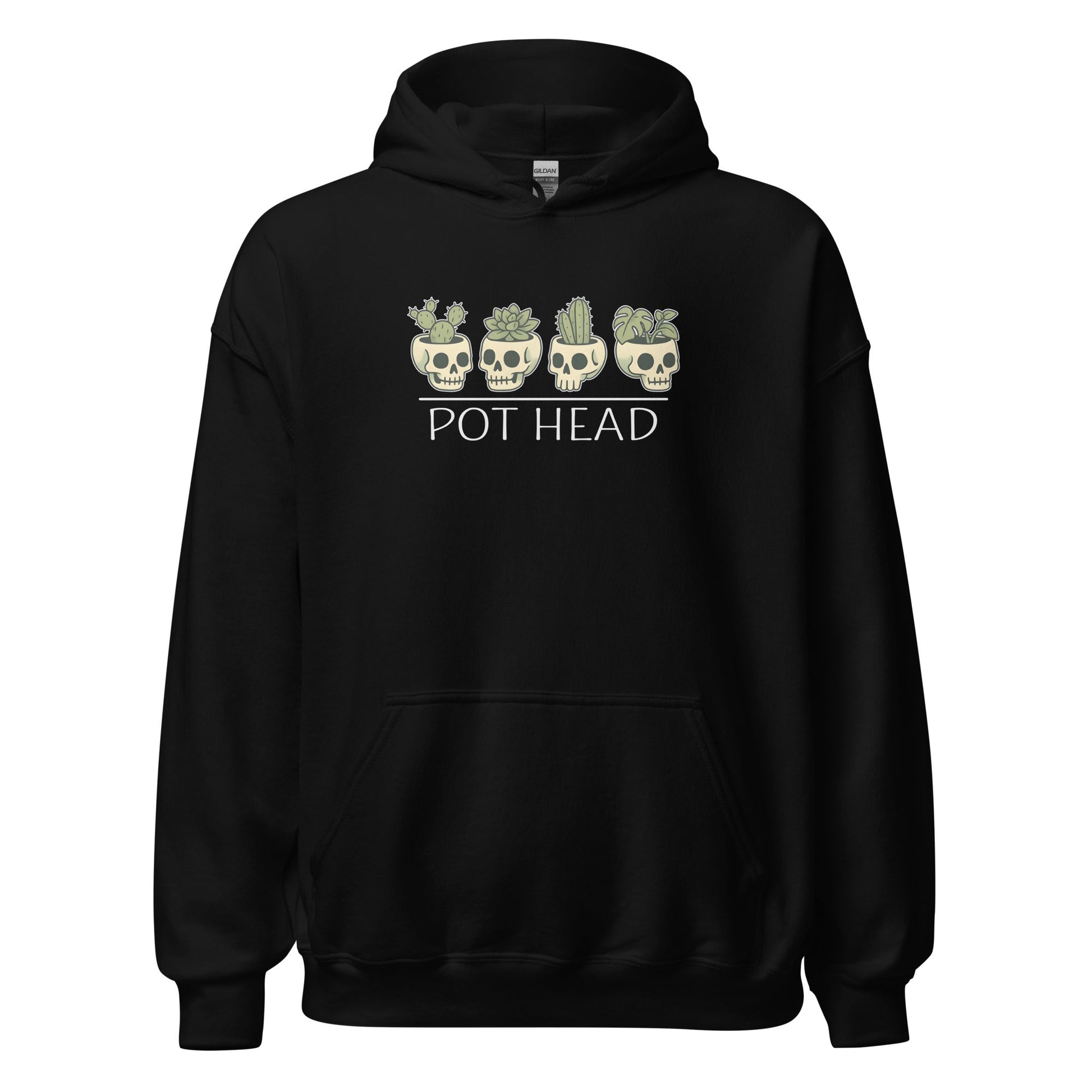 Pot Head Funny Plant Lover Hoodie Skull Succulent Graphic Sweatshirt - Inken Image