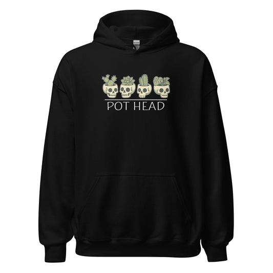 Pot Head Funny Plant Lover Hoodie Skull Succulent Graphic Sweatshirt - Inken Image