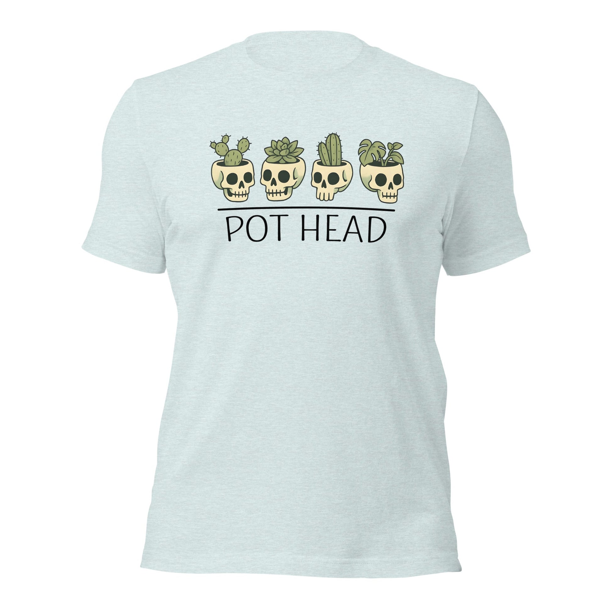 Pot Head Funny Plant Lover Shirt Skull Succulent Graphic Tee - Inken Image