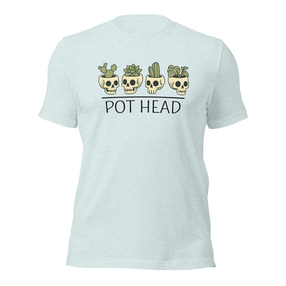 Pot Head Funny Plant Lover Shirt Skull Succulent Graphic Tee - Inken Image