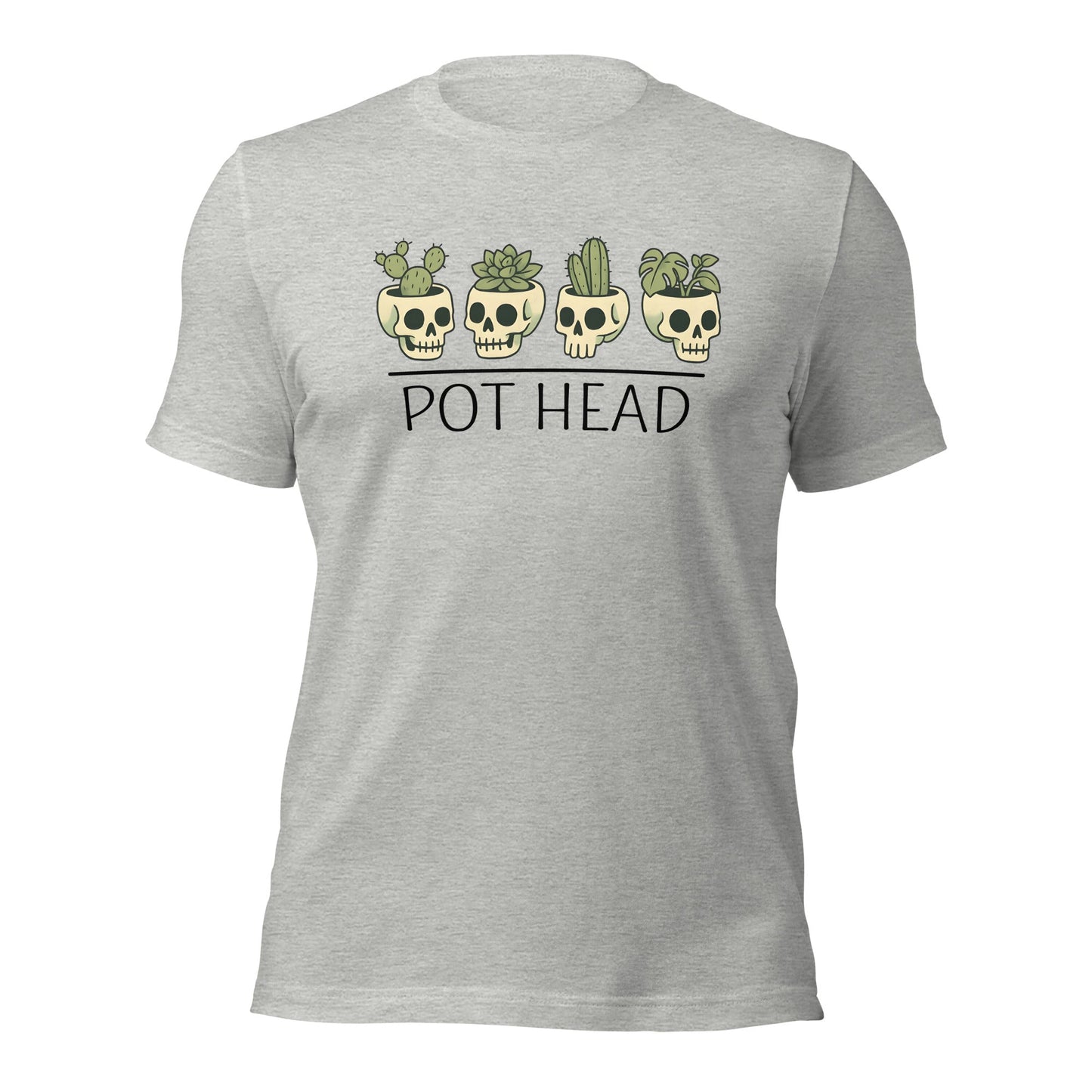 Pot Head Funny Plant Lover Shirt Skull Succulent Graphic Tee - Inken Image