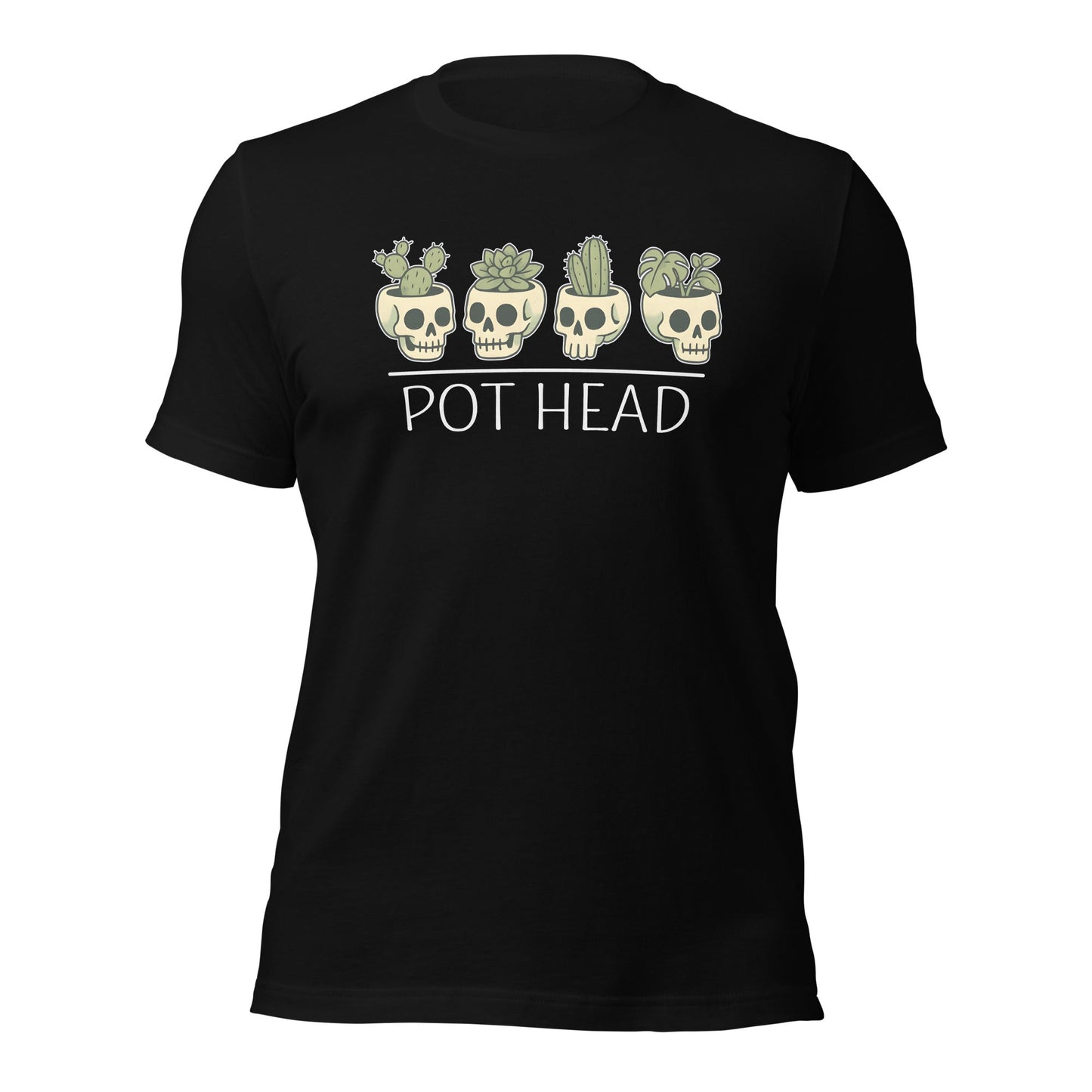 Pot Head Funny Plant Lover Shirt Skull Succulent Graphic Tee - Inken Image