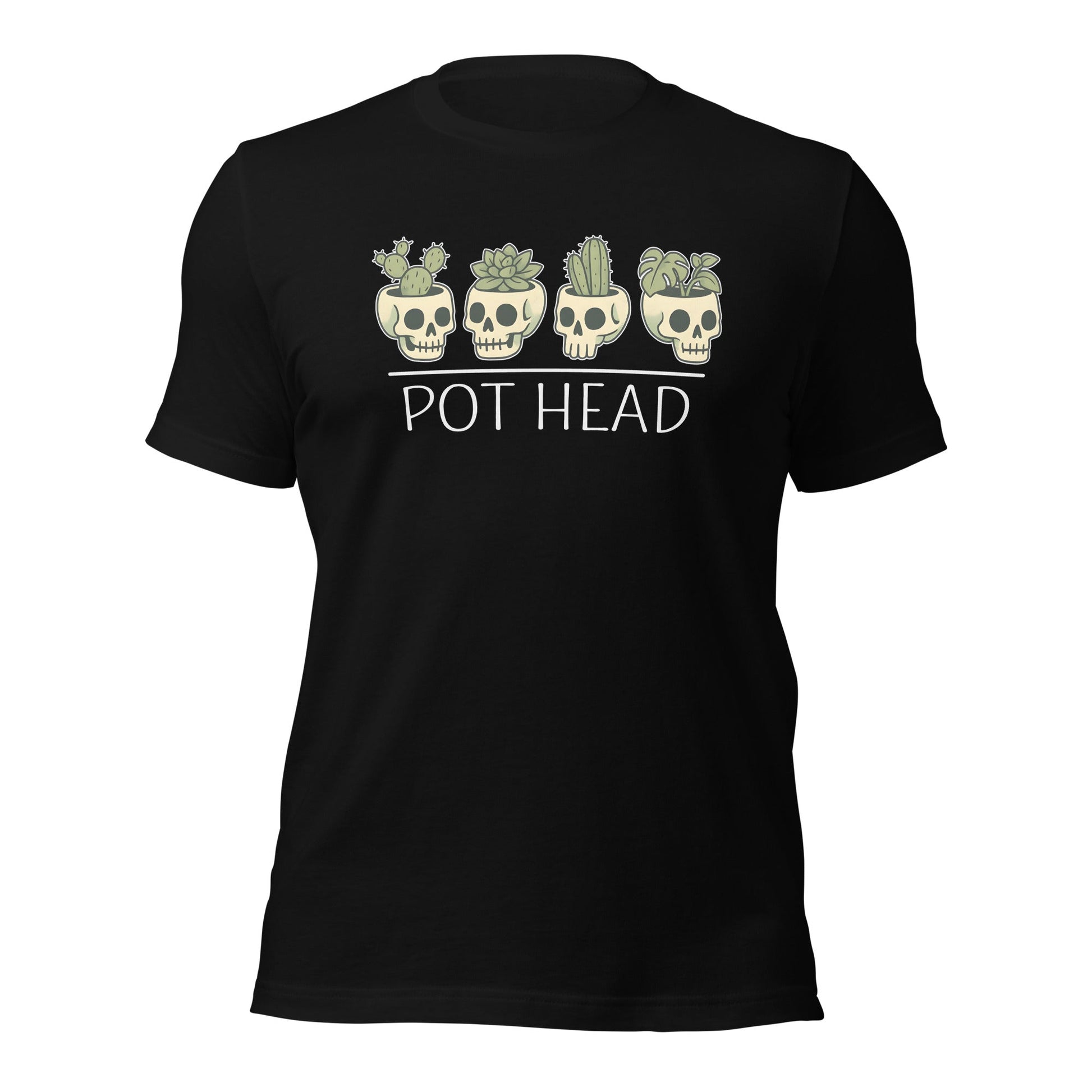 Pot Head Funny Plant Lover Shirt Skull Succulent Graphic Tee - Inken Image