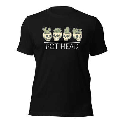 Pot Head Funny Plant Lover Shirt Skull Succulent Graphic Tee - Inken Image
