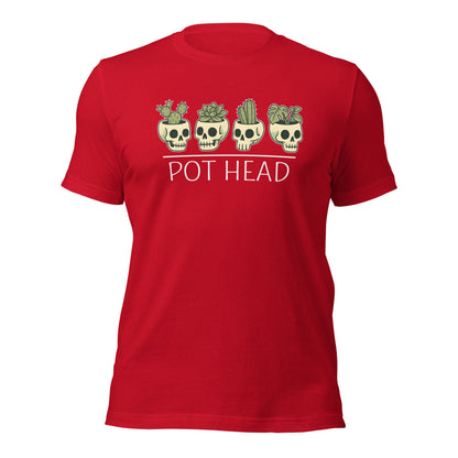 Pot Head Funny Plant Lover Shirt Skull Succulent Graphic Tee - Inken Image