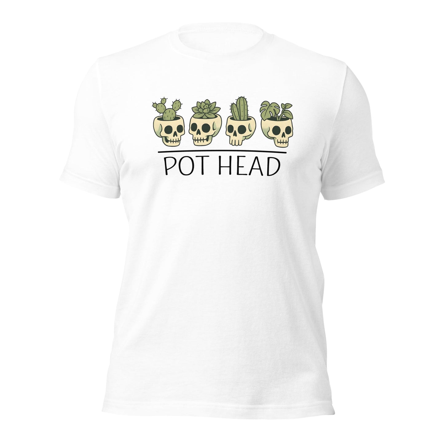 Pot Head Funny Plant Lover Shirt Skull Succulent Graphic Tee - Inken Image