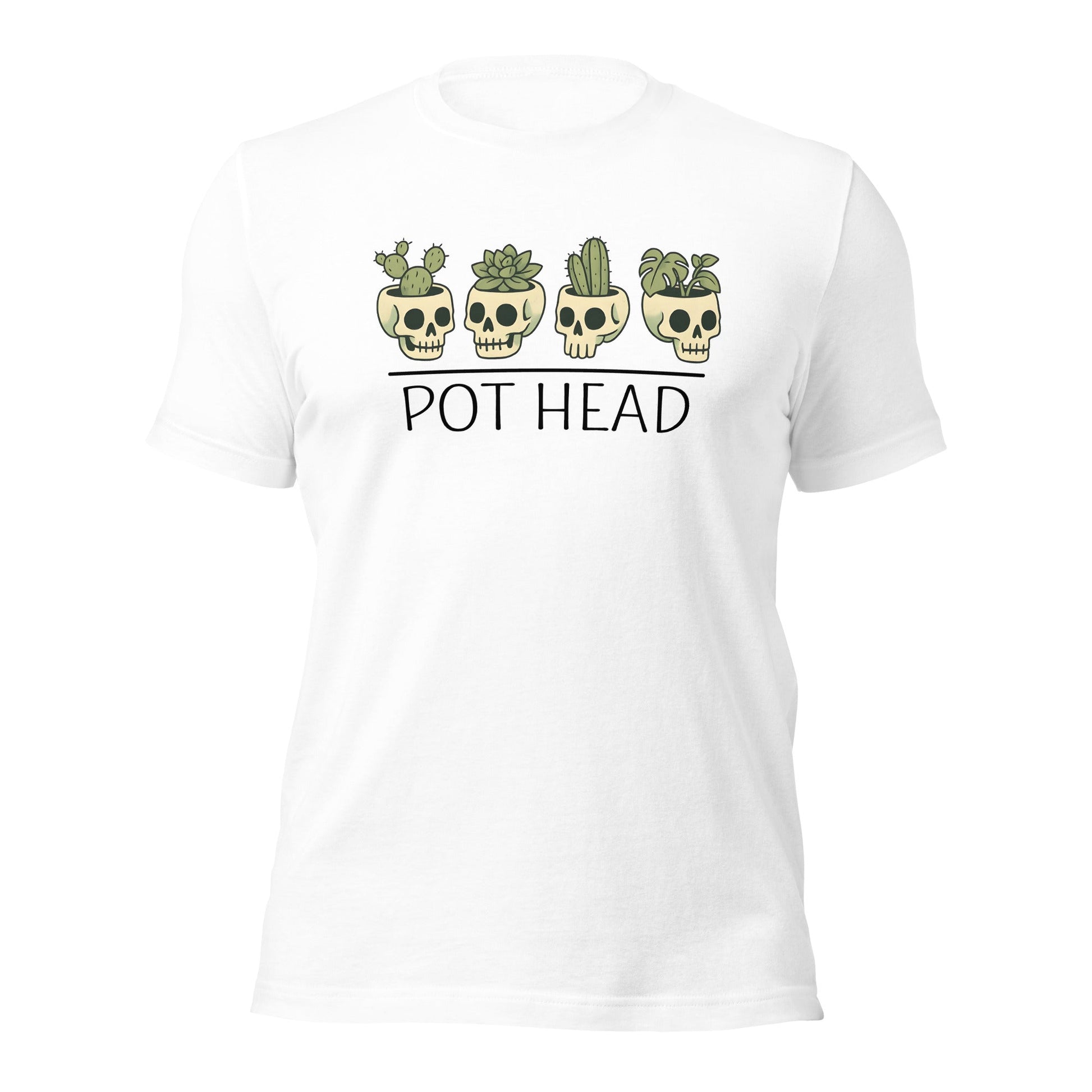 Pot Head Funny Plant Lover Shirt Skull Succulent Graphic Tee - Inken Image