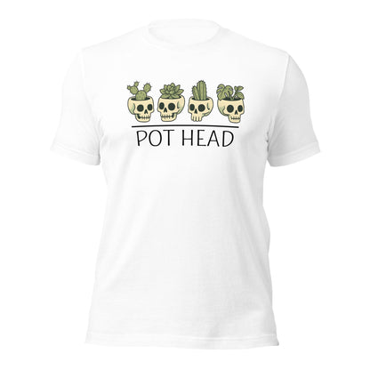 Pot Head Funny Plant Lover Shirt Skull Succulent Graphic Tee - Inken Image