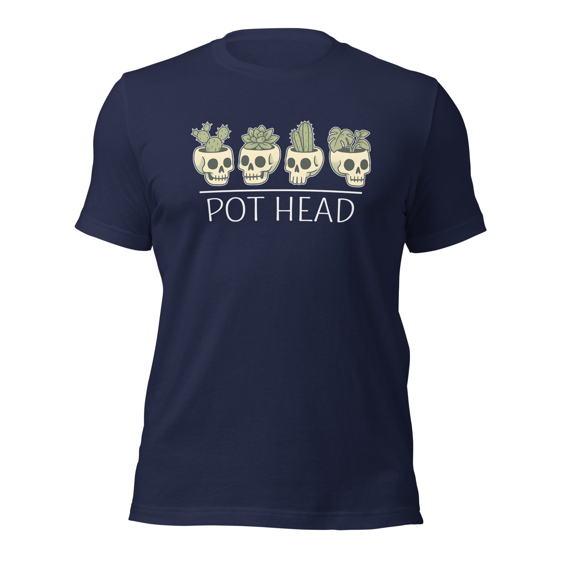 Pot Head Funny Plant Lover Shirt Skull Succulent Graphic Tee - Inken Image
