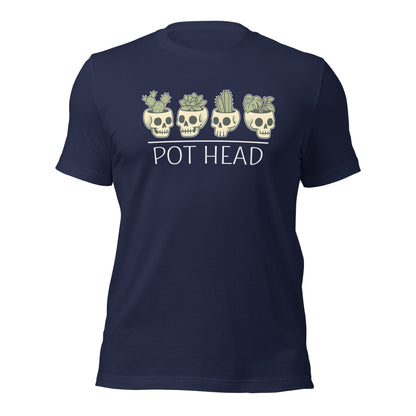 Pot Head Funny Plant Lover Shirt Skull Succulent Graphic Tee - Inken Image