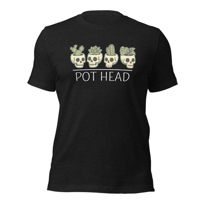 Pot Head Funny Plant Lover Shirt Skull Succulent Graphic Tee - Inken Image
