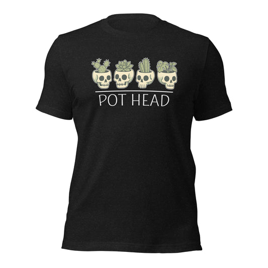 Pot Head Funny Plant Lover Shirt Skull Succulent Graphic Tee - Inken Image