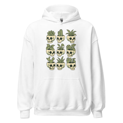 Pot Heads Skull Planter Hoodie Succulent Cactus Graphic Sweatshirt - Inken Image
