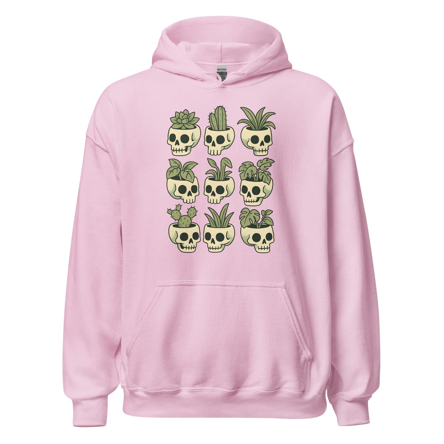 Pot Heads Skull Planter Hoodie Succulent Cactus Graphic Sweatshirt - Inken Image