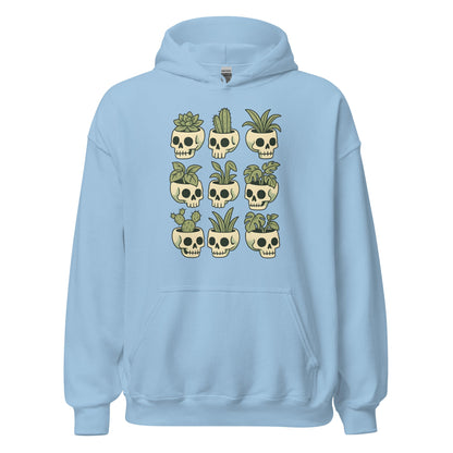 Pot Heads Skull Planter Hoodie Succulent Cactus Graphic Sweatshirt - Inken Image