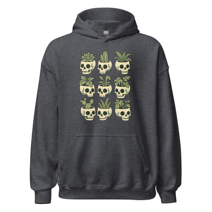 Pot Heads Skull Planter Hoodie Succulent Cactus Graphic Sweatshirt - Inken Image