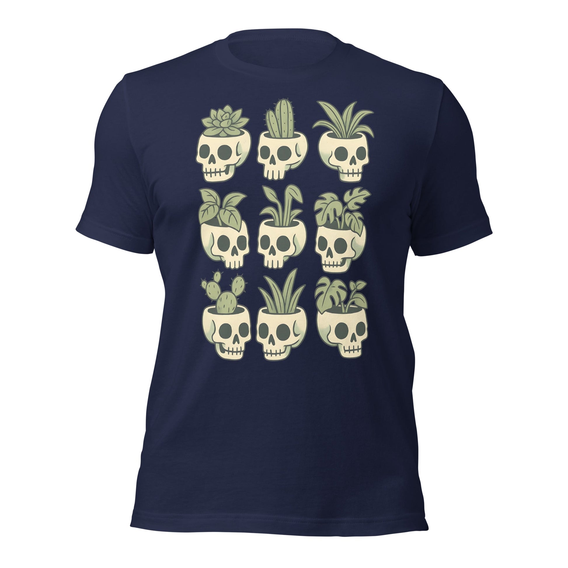 Pot Heads Skull Planter Shirt Succulent Cactus Graphic Tee - Inken Image