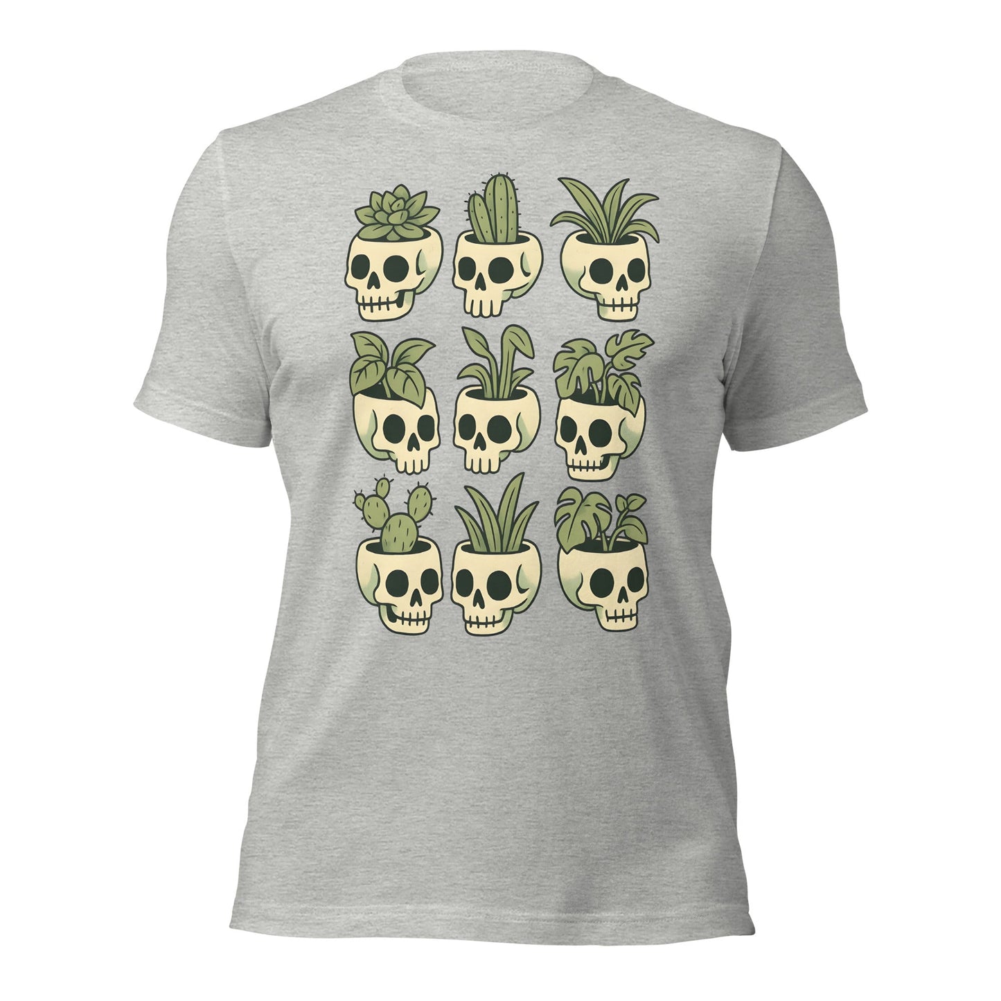 Pot Heads Skull Planter Shirt Succulent Cactus Graphic Tee - Inken Image
