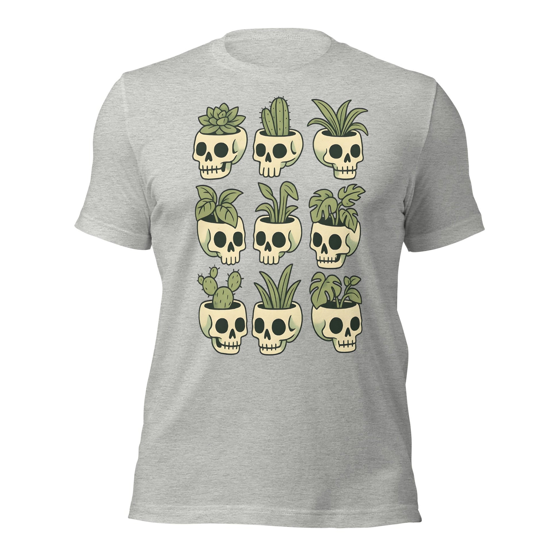 Pot Heads Skull Planter Shirt Succulent Cactus Graphic Tee - Inken Image