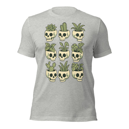 Pot Heads Skull Planter Shirt Succulent Cactus Graphic Tee - Inken Image