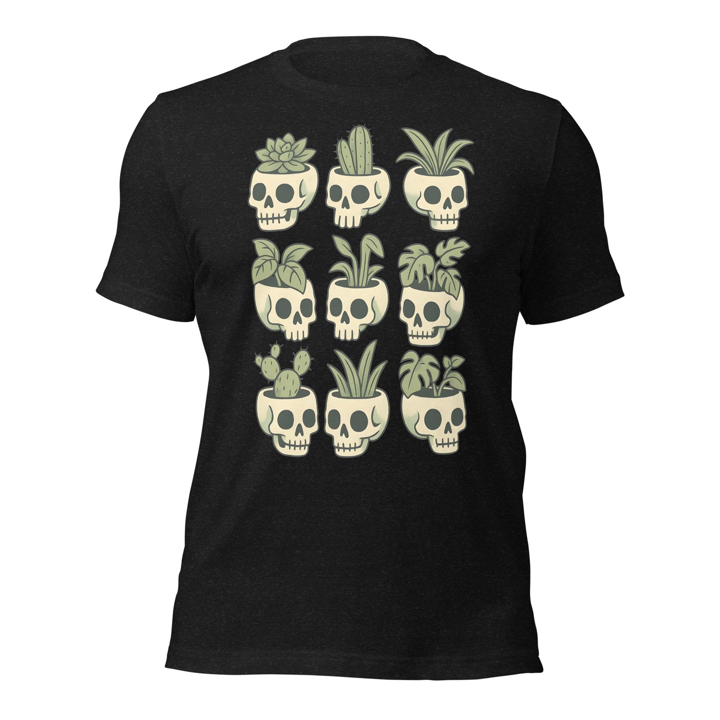 Pot Heads Skull Planter Shirt Succulent Cactus Graphic Tee - Inken Image