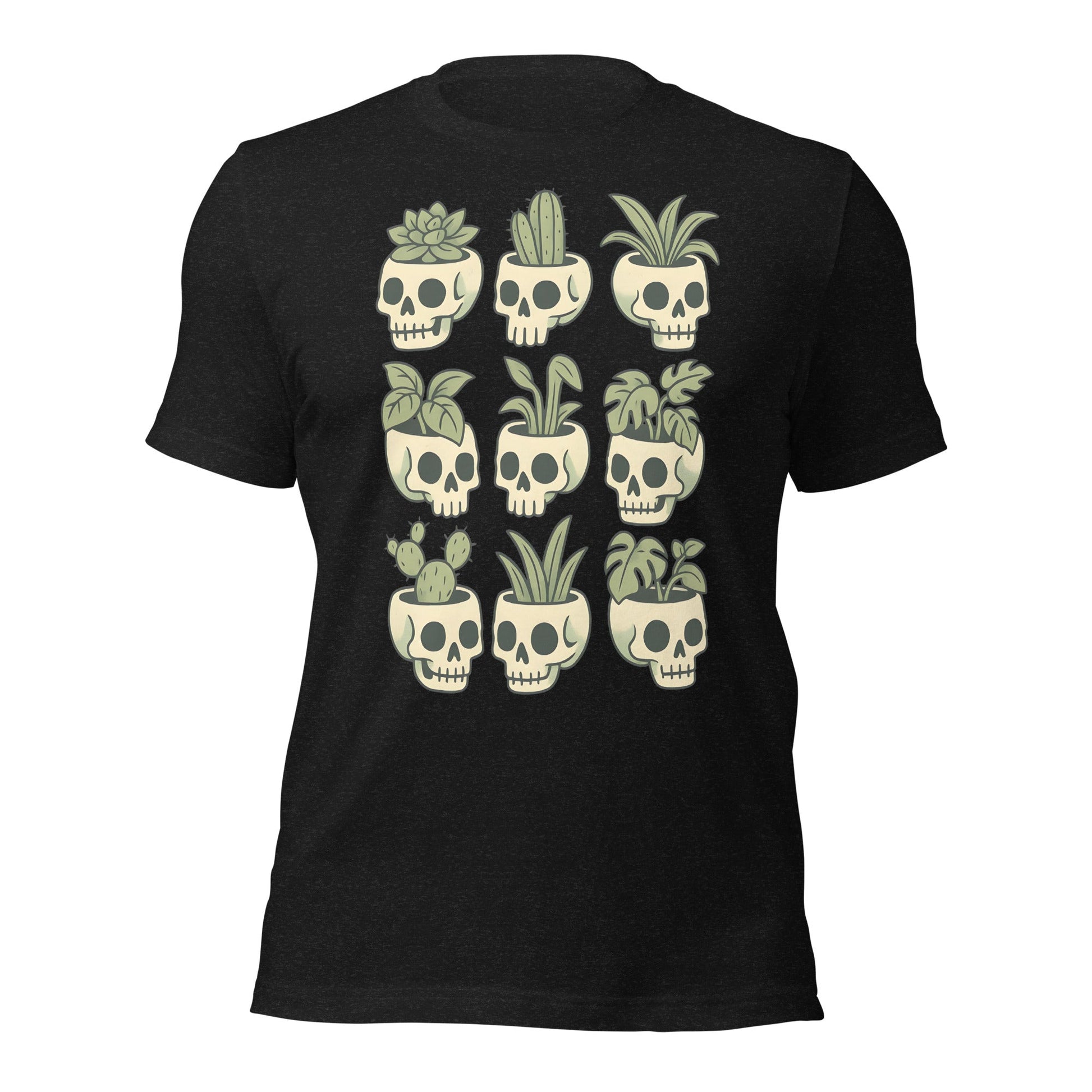 Pot Heads Skull Planter Shirt Succulent Cactus Graphic Tee - Inken Image