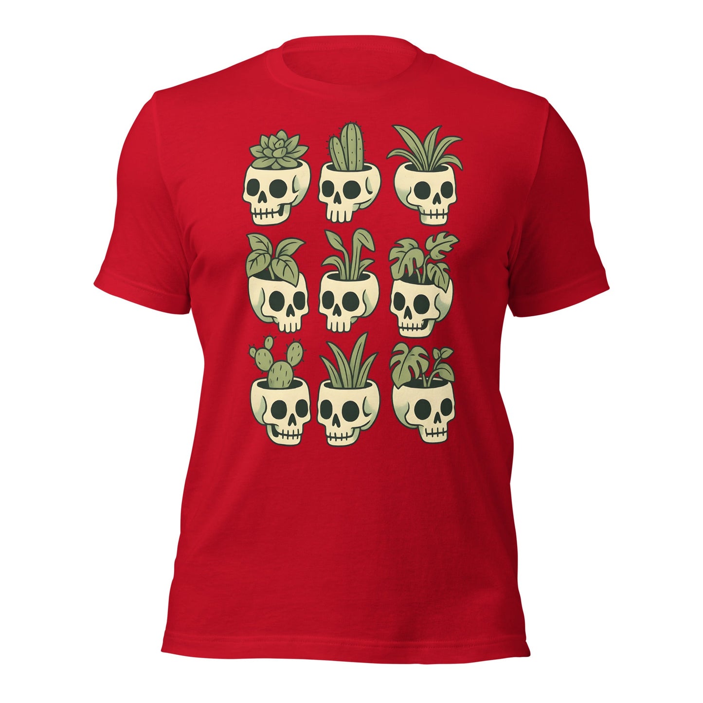 Pot Heads Skull Planter Shirt Succulent Cactus Graphic Tee - Inken Image