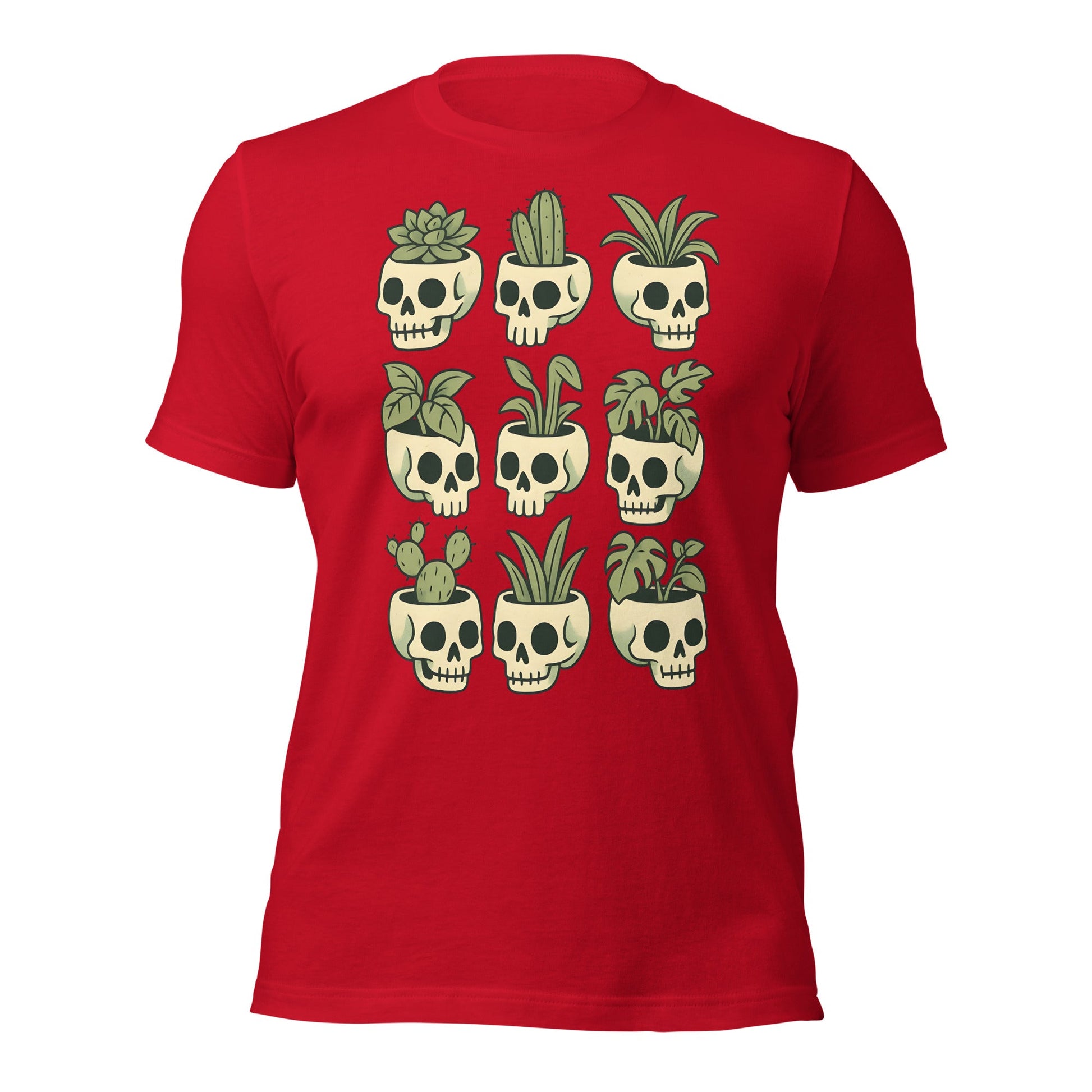 Pot Heads Skull Planter Shirt Succulent Cactus Graphic Tee - Inken Image