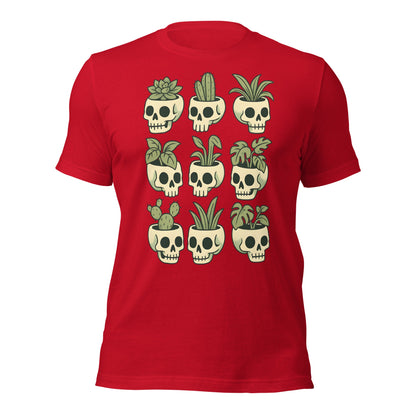 Pot Heads Skull Planter Shirt Succulent Cactus Graphic Tee - Inken Image