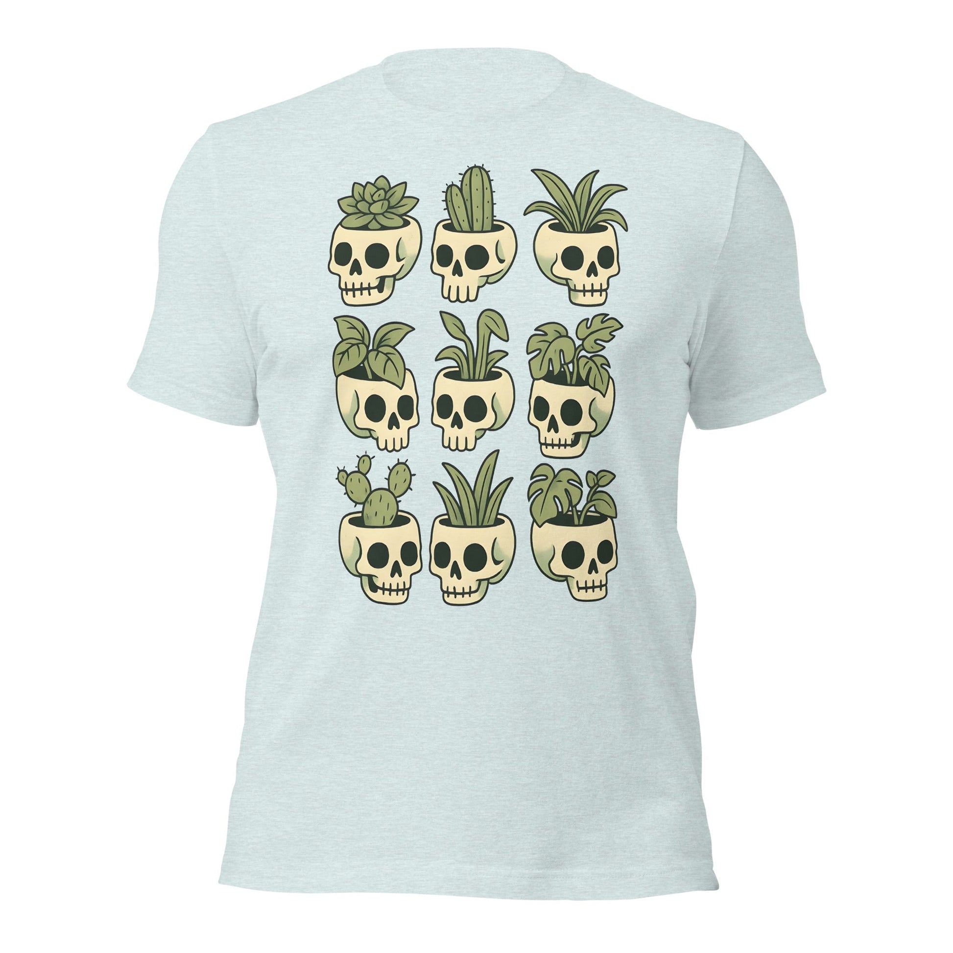 Pot Heads Skull Planter Shirt Succulent Cactus Graphic Tee - Inken Image