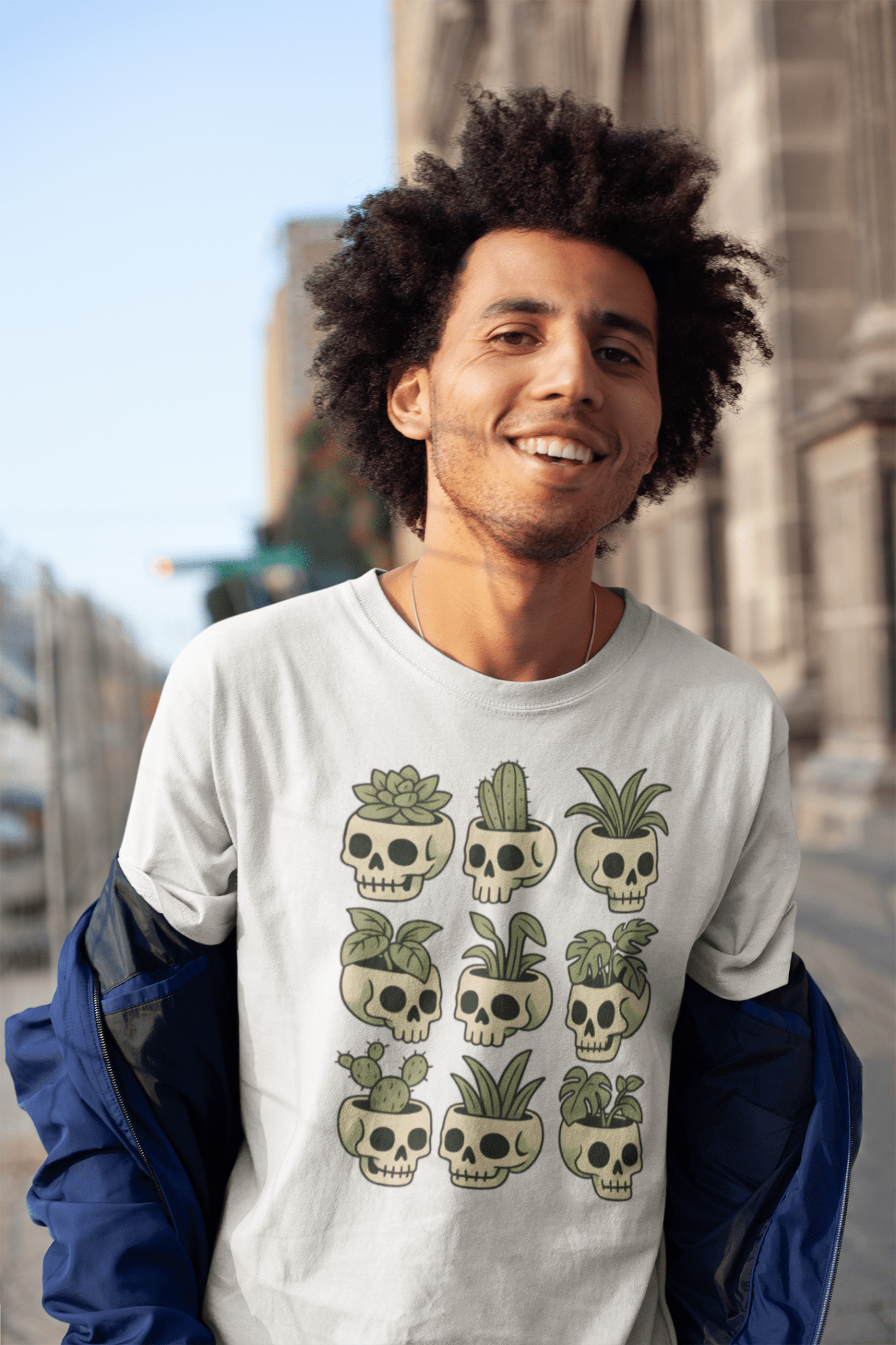 Pot Heads Skull Planter Shirt Succulent Cactus Graphic Tee - Inken Image