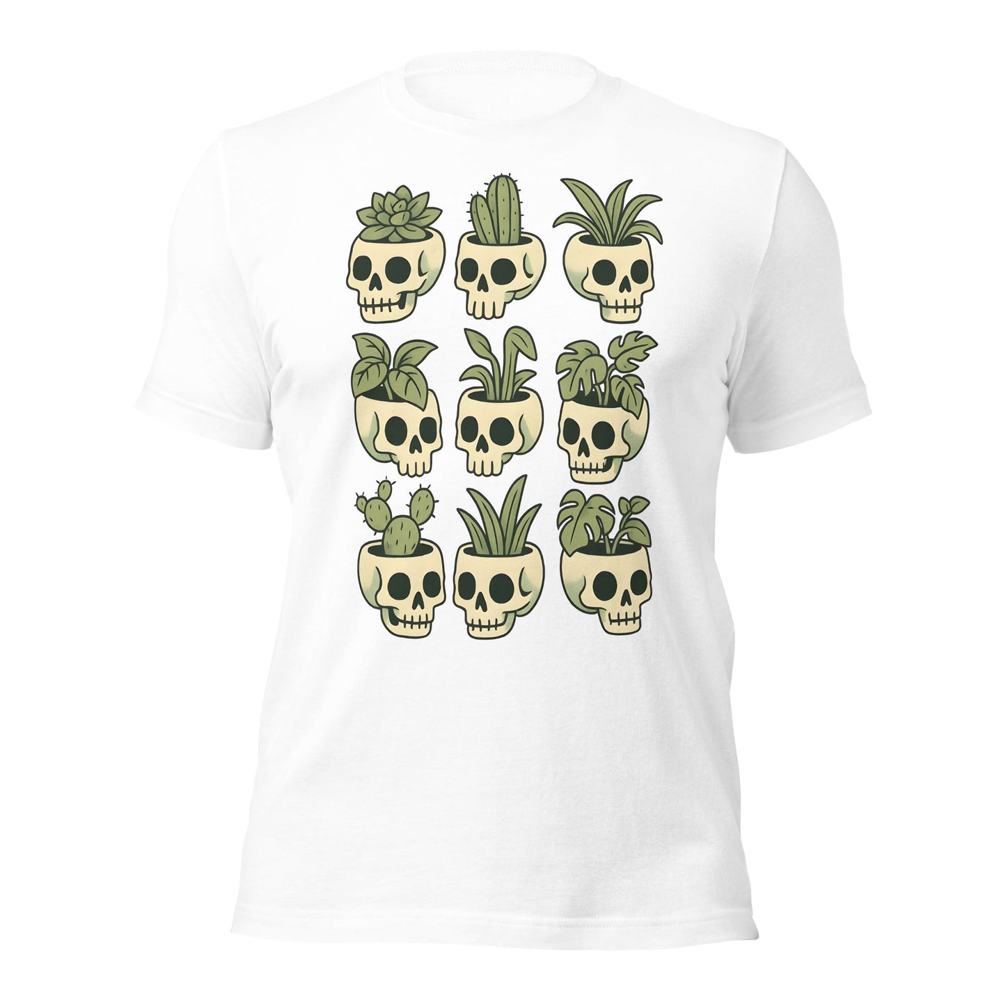Pot Heads Skull Planter Shirt Succulent Cactus Graphic Tee - Inken Image