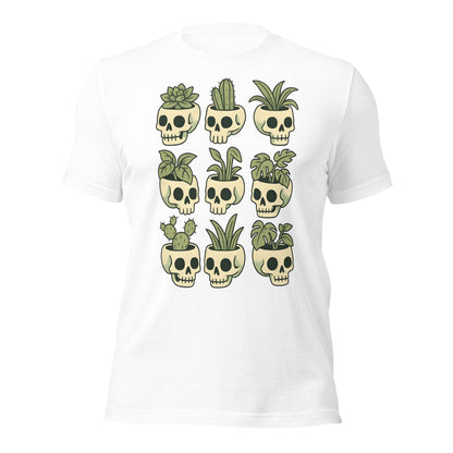 Pot Heads Skull Planter Shirt Succulent Cactus Graphic Tee - Inken Image