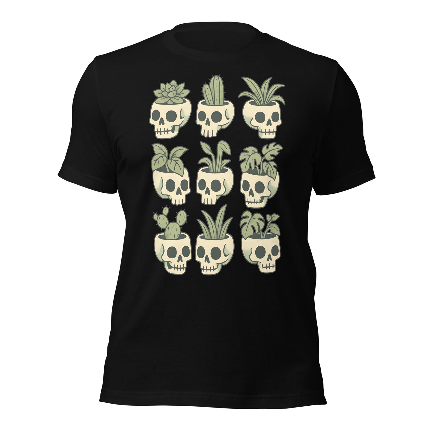 Pot Heads Skull Planter Shirt Succulent Cactus Graphic Tee - Inken Image
