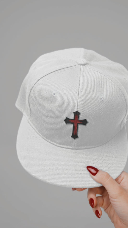 Gothic Cross Flat Embroidery Snapback Hat Christian Faith Cap for Believers and Bible Lovers