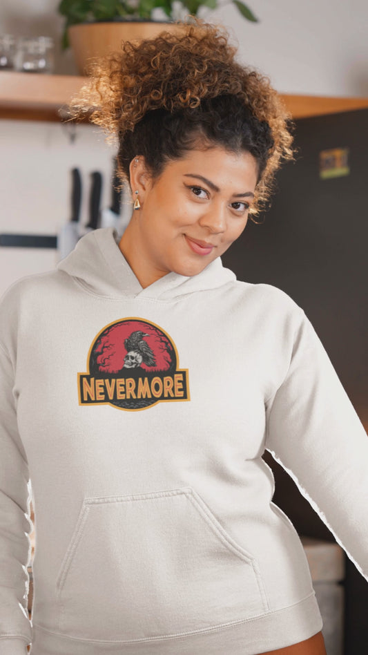 Nevermore Raven Hoodie Gothic Halloween Poe Inspired Sweatshirt for Horror and Macabre Fans