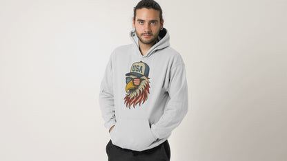 Patriotic Bald Eagle USA Hoodie Funny American Flag Design for 4th of July