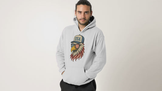 Patriotic Bald Eagle USA Hoodie Funny American Flag Design for 4th of July