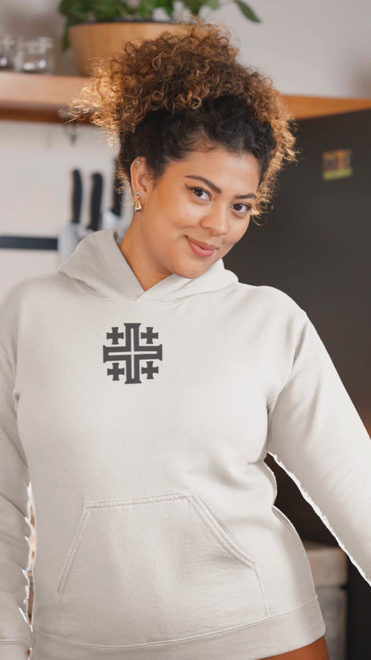 Jerusalem Cross Minimalist Embroidered Hoodie