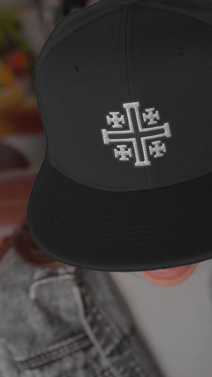 Jerusalem Cross Flat Embroidered Snapback