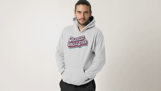 Okayest Uncle Ever Hoodie Funny Retro Rainbow Design Gift for Uncles