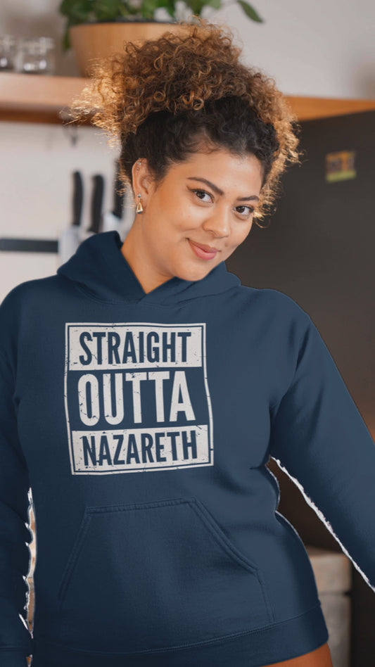Straight Outta Nazareth Funny Christian Rap Parody Hoodie