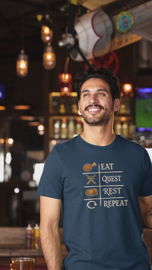 Eat Quest Rest Repeat Gamer Checklist T-Shirt