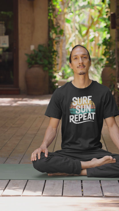 Surf Sun Repeat T Shirt Vintage Retro Beach Graphic Tee for Surfers and Ocean Lovers