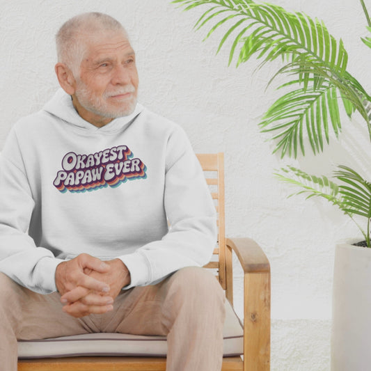 Okayest Papaw Ever Hoodie Funny Retro Rainbow Design Gift for Grandpas