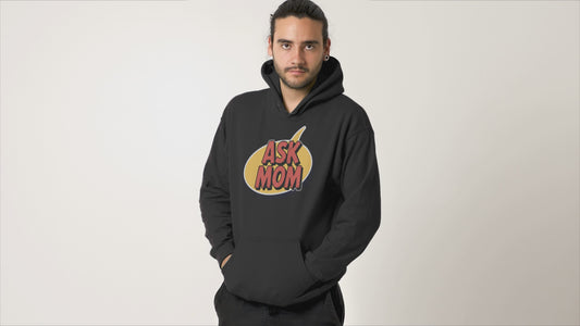 ASK MOM Comic Speech Bubble Hoodie Funny Retro Dad Gift for Father’s Day Vintage Comic Book Style Hoodie