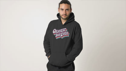 Okayest Dad Ever Hoodie Funny Retro Rainbow Design Gift for Fathers