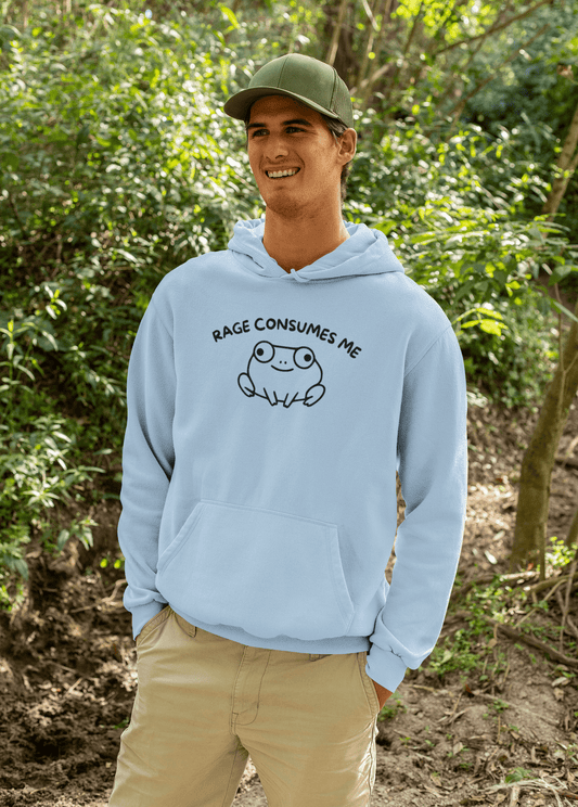 Rage Consumes Me Frog Hoodie Funny Angry Frog Sweatshirt - Inken Image